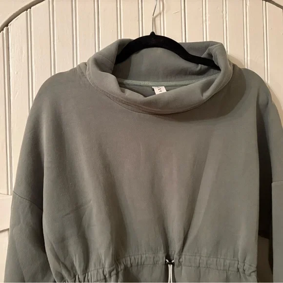 Varley Gray Funnel Neck Drawstring Waist Pullover Sweatshirt Top Size M - Picture 6 of 8